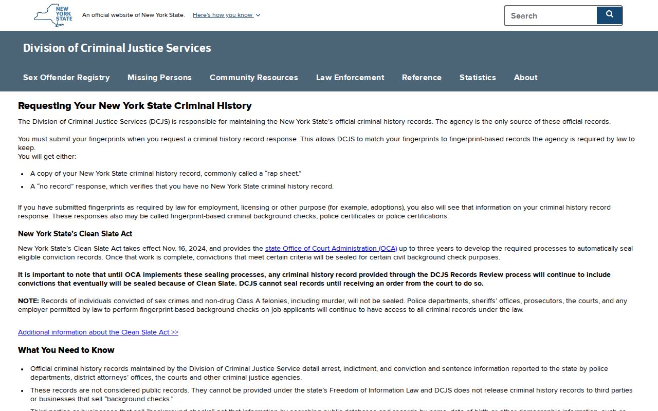 DCJS Erie County criminal history record review instructions