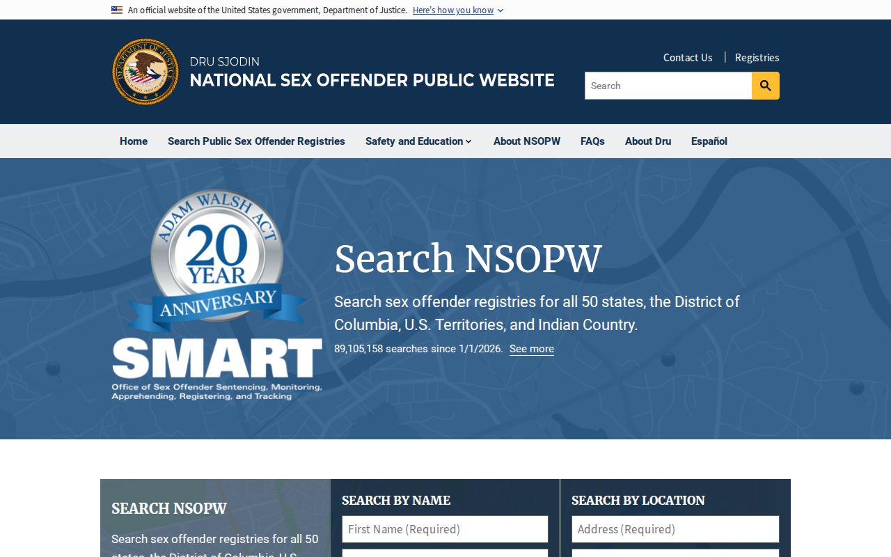 National public registry layer for an Erie County sex offender search