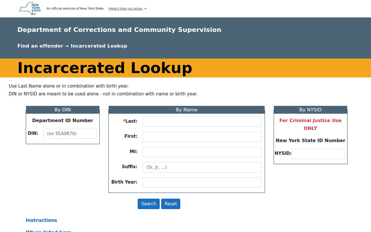 State custody search distinct from Erie County sex offender registry search